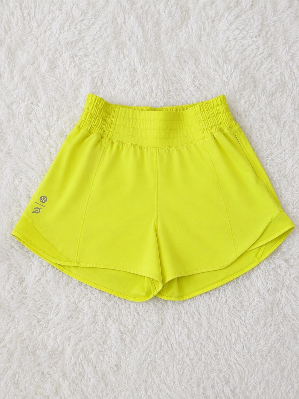 Lululemon x Peloton Neon Yellow Athletic Running Shorts - Picture 1 of 5
